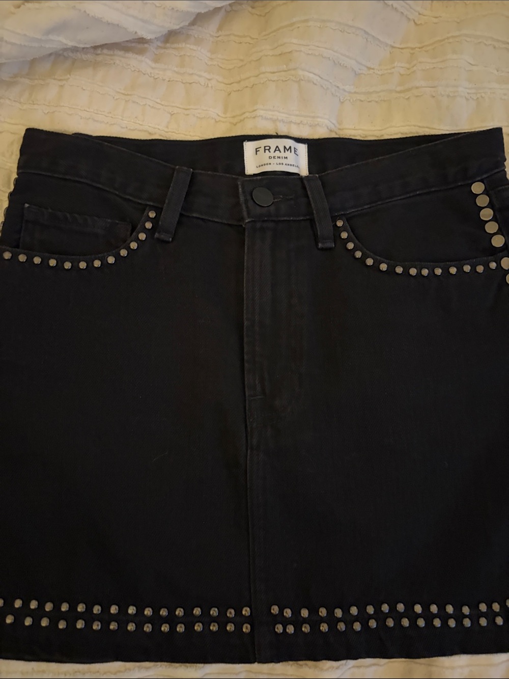 Frame Denim Black Studded Mini Skirt